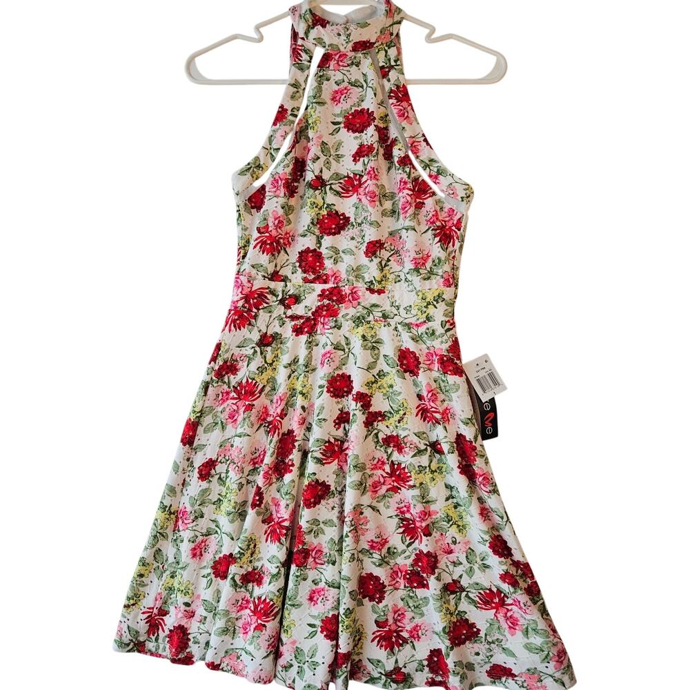 Teeze Me Cream Floral Eyelet Sleeveless Dress Size 1/2 NWT Cottage Feminine